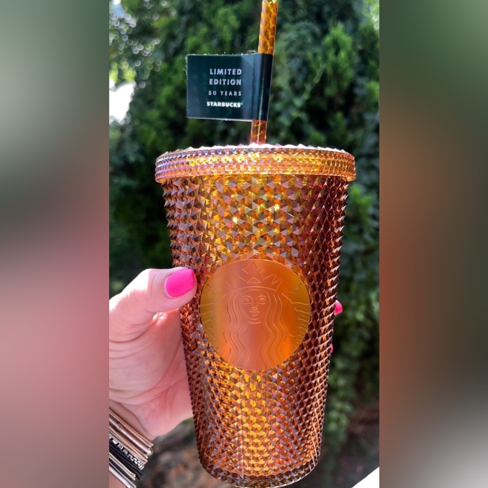 Starbucks 50th Anniversary Studded tumbler cup new gold copper